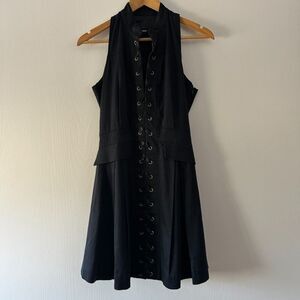 Iodice Womens Full Lace‎ Up Dress Black Mini Goth Cottagecore Size 4 Small